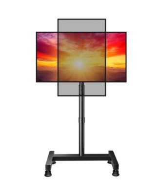 Universal Floor TV Stand 32-75 Inch TVs 110 Lbs Weight Capacity Height Adjustable Swivel Mount Solid Wood Base