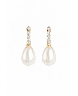 Women's Pave Pearl Drop Clip-On Earrings