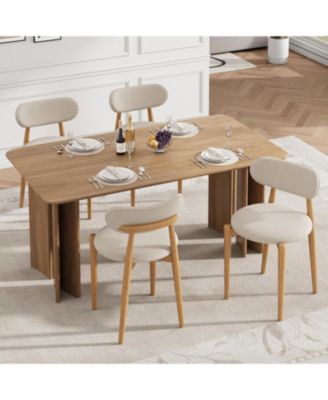 Set of 2 Wood Dining Chairs, Upholstered Fabric Seats, Farmhouse Kitchen Chairs