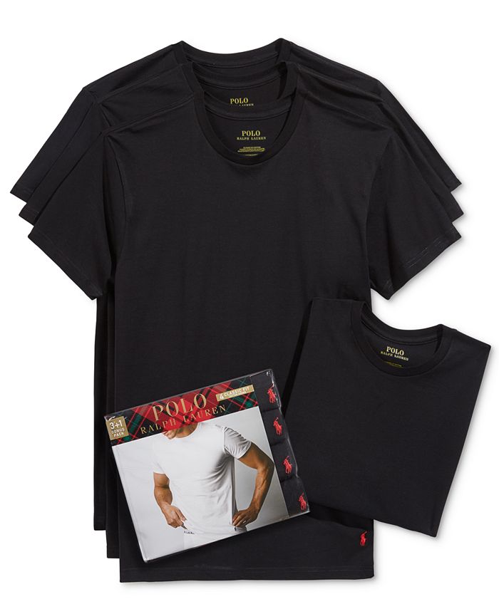 Polo Ralph Lauren Men's 3+1 Bonus Pack Crew-Neck Undershirts - Macy's