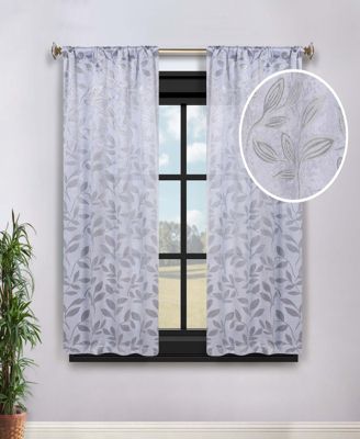 Leaves Machine Washable Room Darkening Semi Blackout Curtains, Set of 2