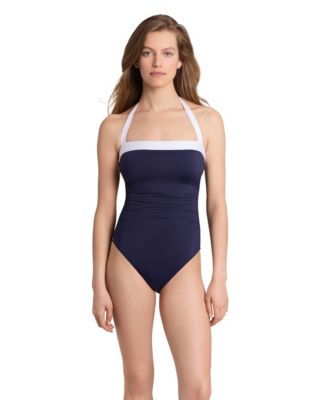 Women's Shirred Bandeau Mio Ruched Halter One-Piece Swimsuit