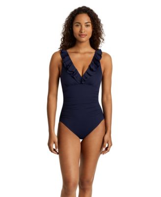 Women's Beach Club Ruffle Surplice Underwire One-Piece Swimsuit