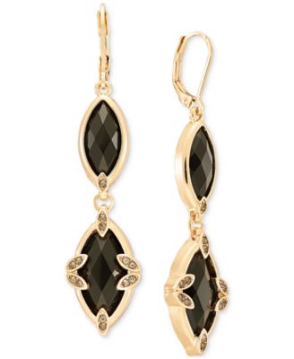 Women's Crystal Double Drop Gold-Tone Earrings