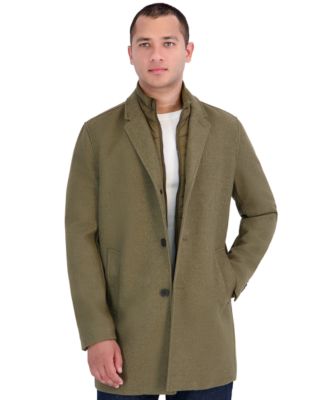 Men's Regular-Fit Wool-Blend Twill Car Coat