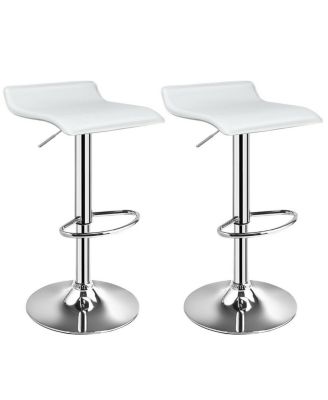 Set of 2 Adjustable PU Leather Backless Bar Stools