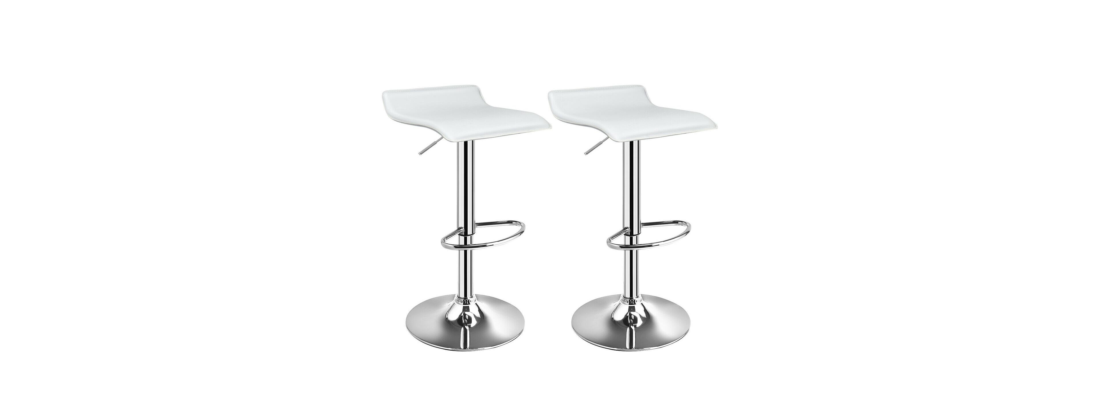 Mecale Set of 2 Adjustable Pu Leather Backless Bar Stools