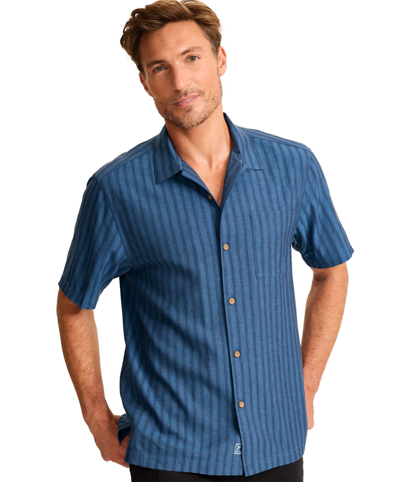 Men's Surfside Ranch Short-Sleeve Bungalow-Collar Silk Shirt