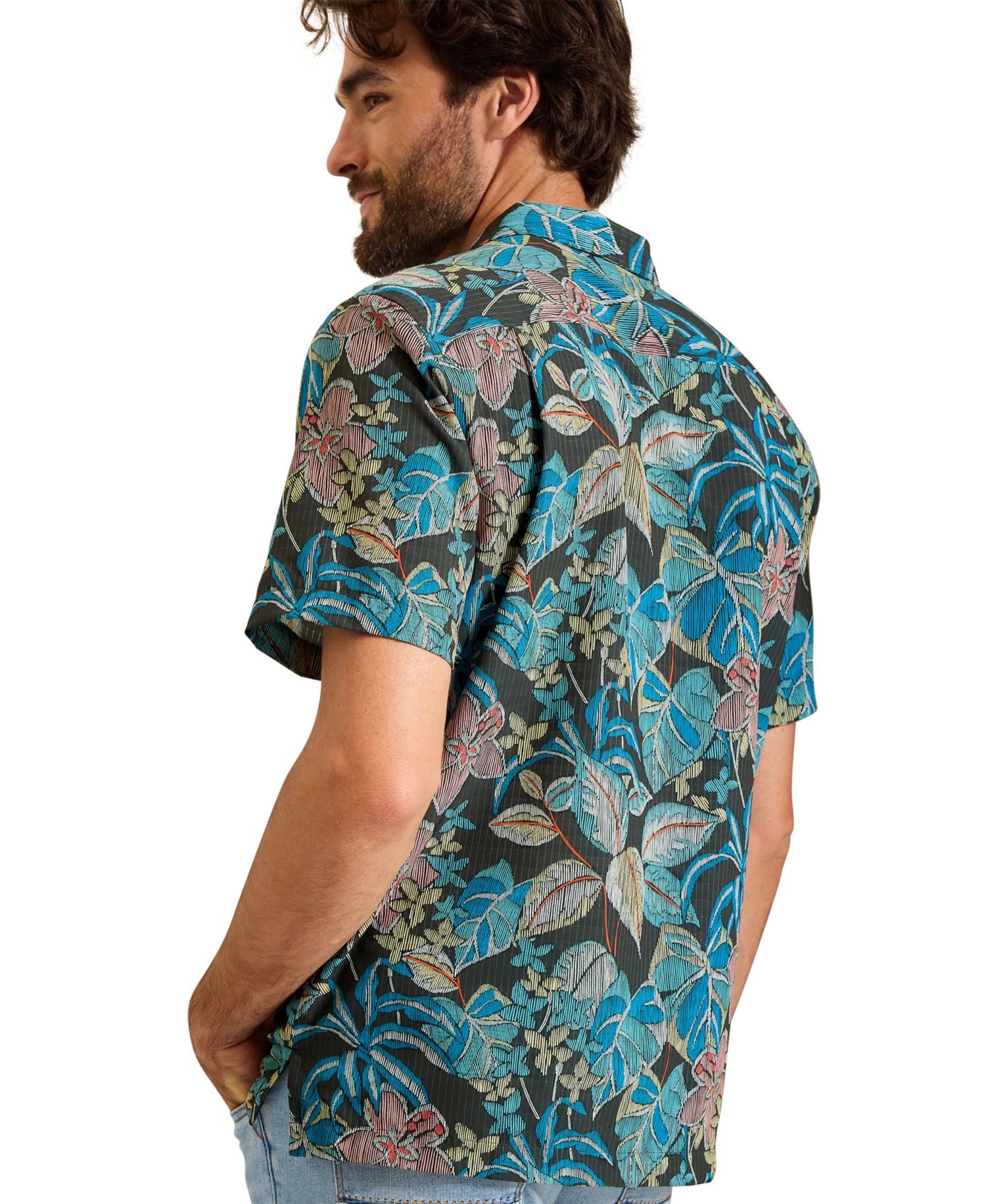 Men's Bahama Coast Stretch Bungalow-Collar Printed Short-Sleeve Button-Down Shirt