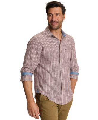 Men's Raffia Dunes Stripe Linen-Cotton Blend Long-Sleeve Shirt