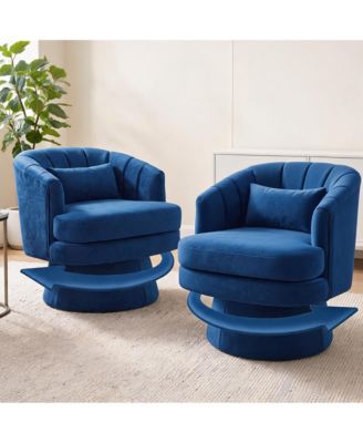 Set of 2 360 Degrees) Swivel Accent Barrel Chairs, Stable Base, Tufted Back And Lumbar Pillow, Thick Foam Padding, Quick Assembly, For Living Room