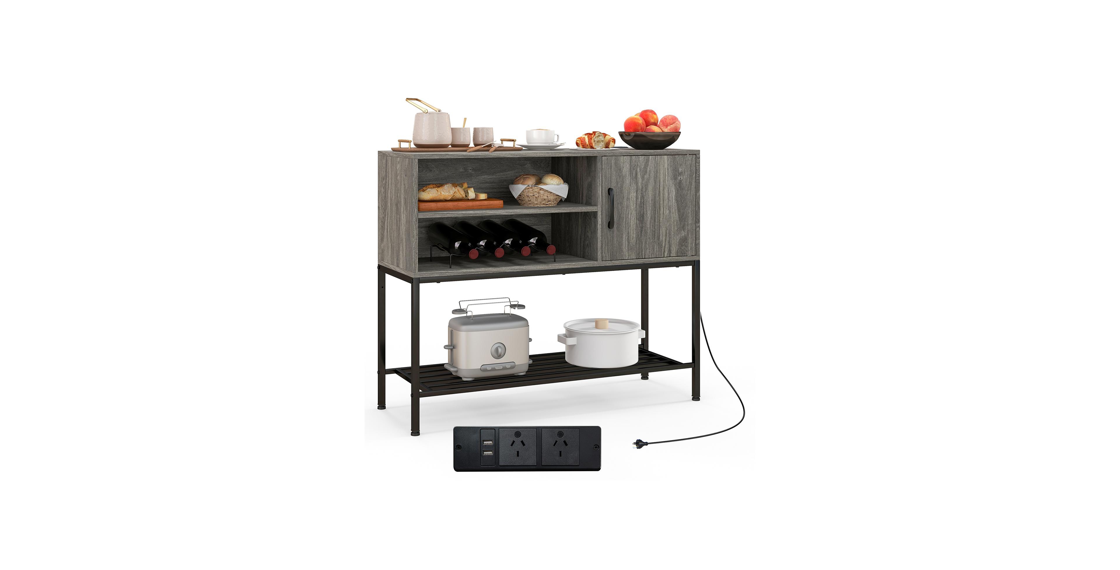 Mecale Buffet Sideboard Coffee Bar Cabinet with Power Outlets and Usb Ports