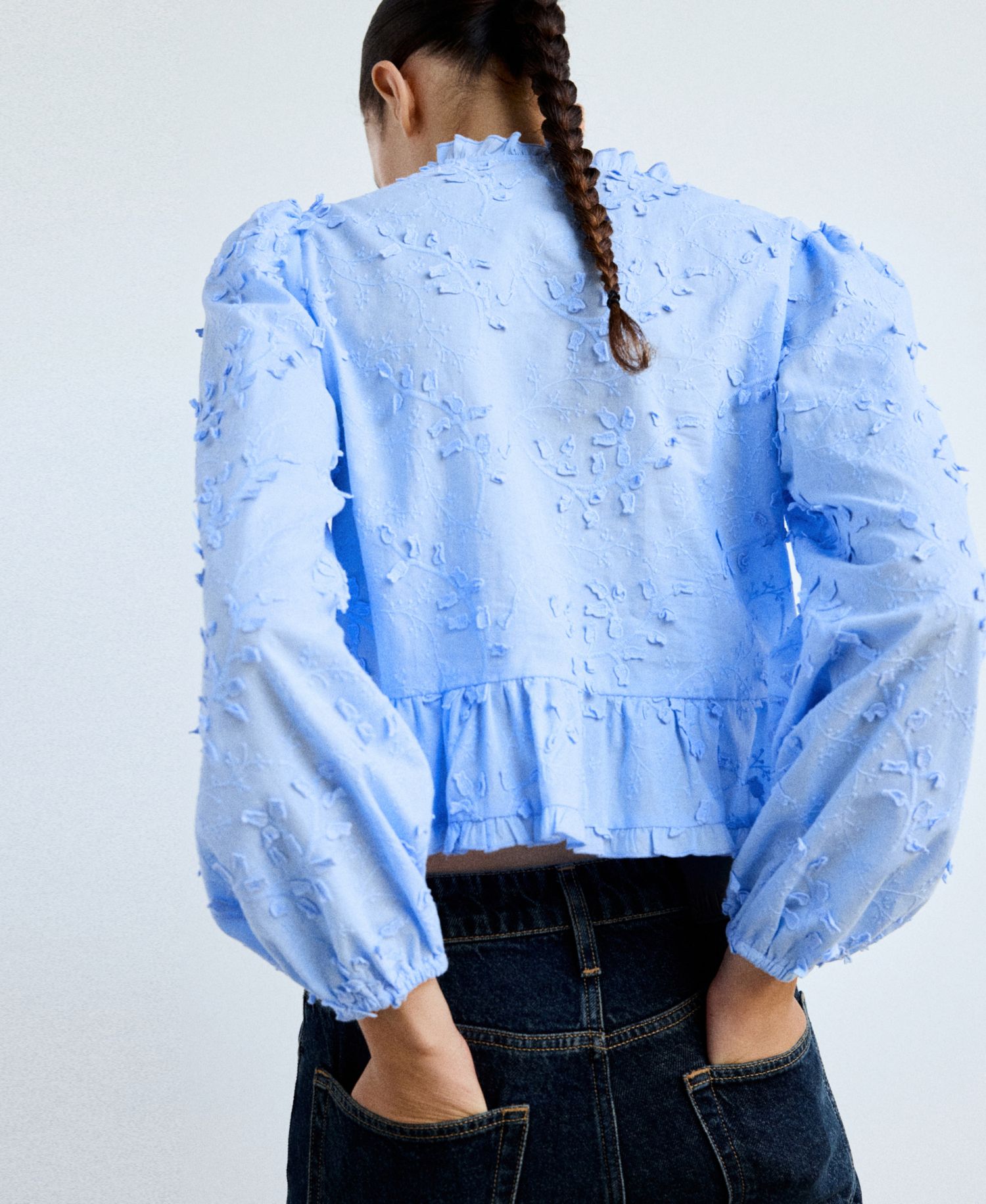 Women's Embroidered Floral Long-Sleeve Blouse