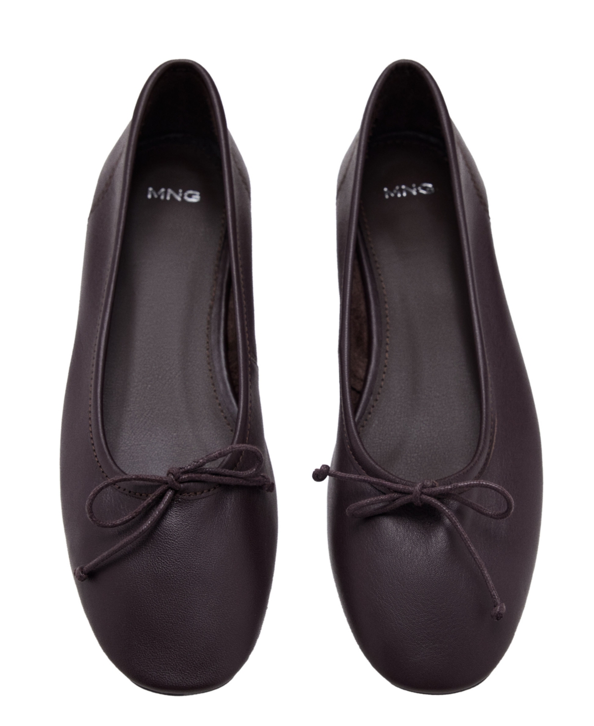 Mango Leather Bow Ballet Flats