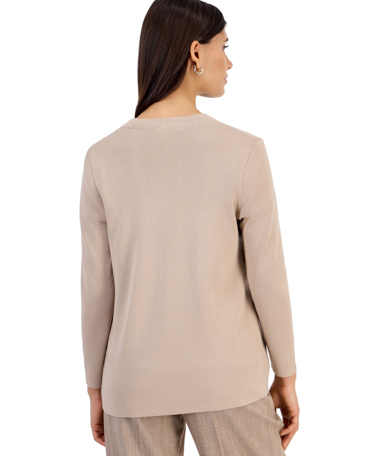Женский кардиган Anne Klein Essentials Petite Newport Open-Front, цвет: Чёрный — фото 5