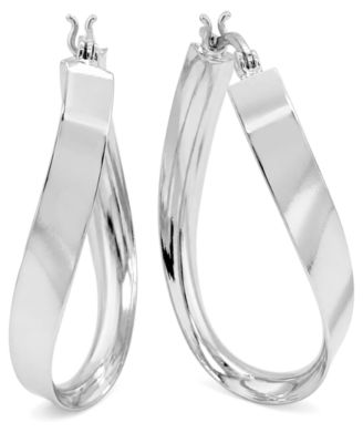 And Now This Polished Twist Medium Hoop Earrings  in Silver-Plate