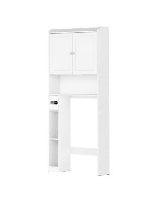 Over the Toilet Cabinet, Bathroom Organizer with Paper Holder, Adjustable Shelves