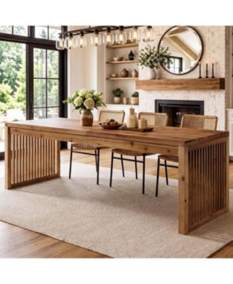 79" Large Dining Table for 6-8, Solid Wood Rectangular