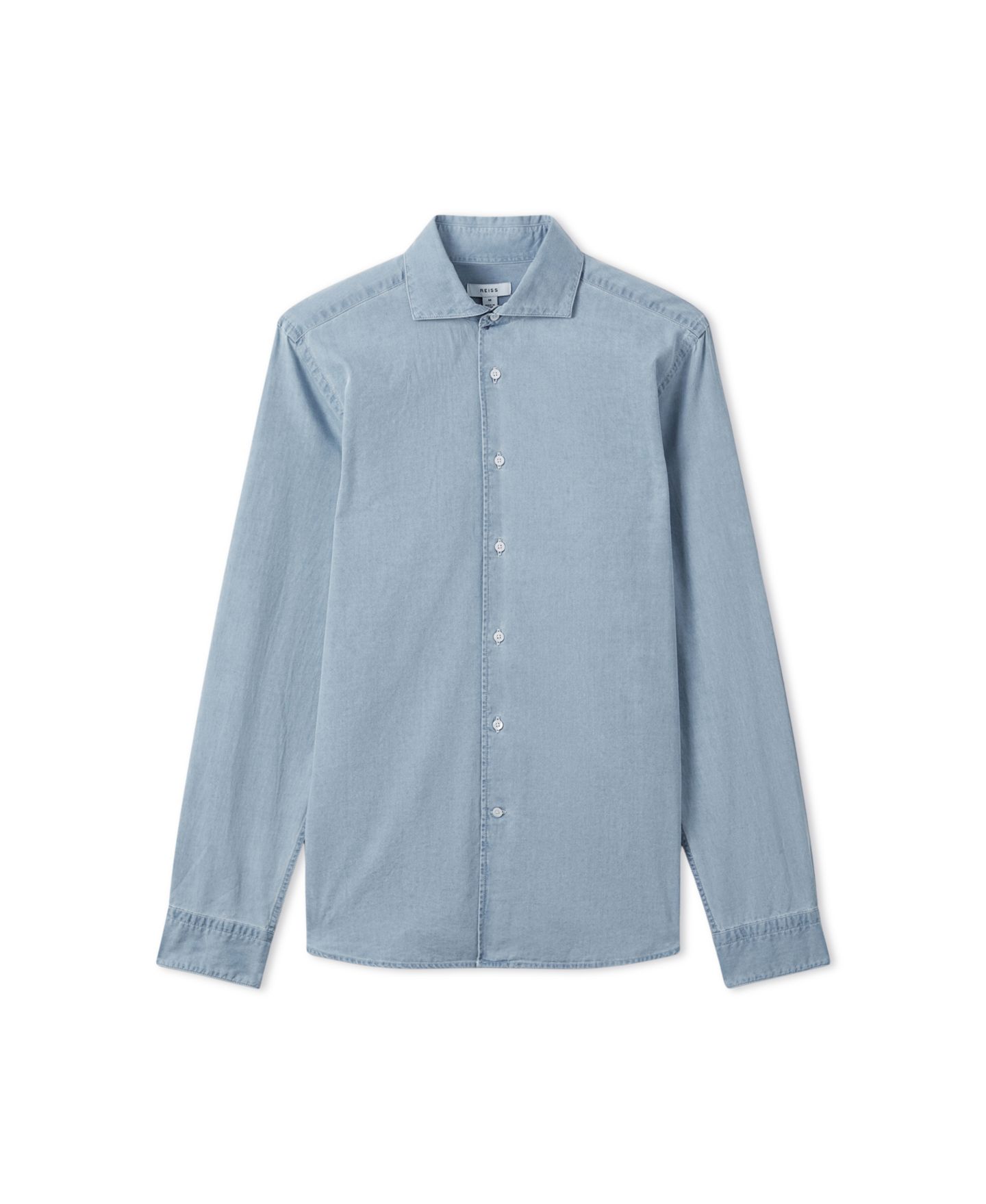 Мужская рубашка REISS Draper Cutaway Collar Regular-Fit Chambray, цвет: Синий — фото 5