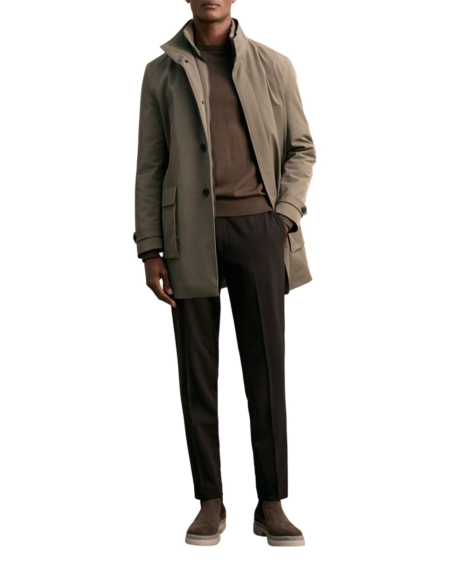 Men's Player Water-Resistant Removable-Gilet Overcoat