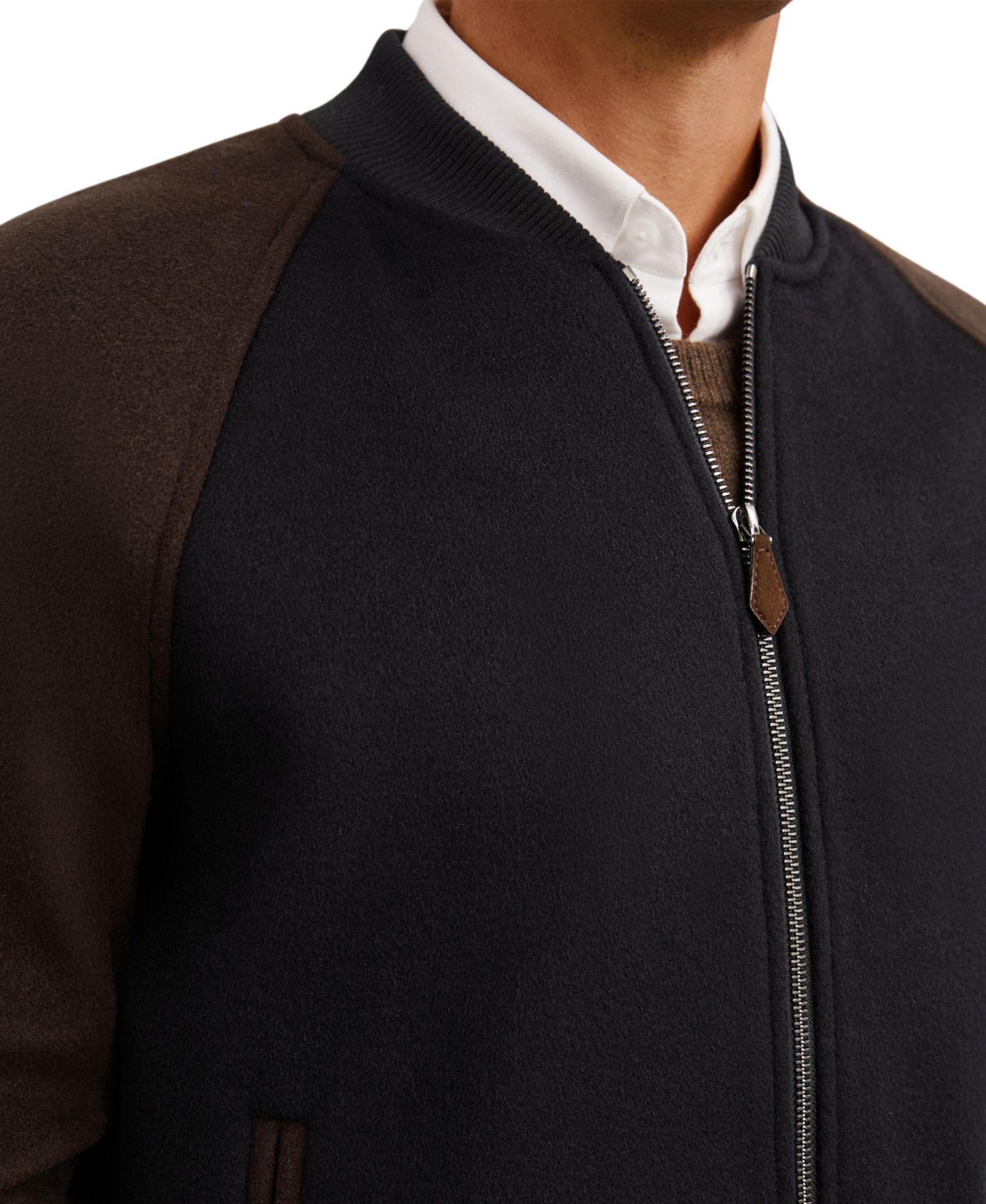 Men's Rylan Wool-Blend Colour-Block Bomber Jacket