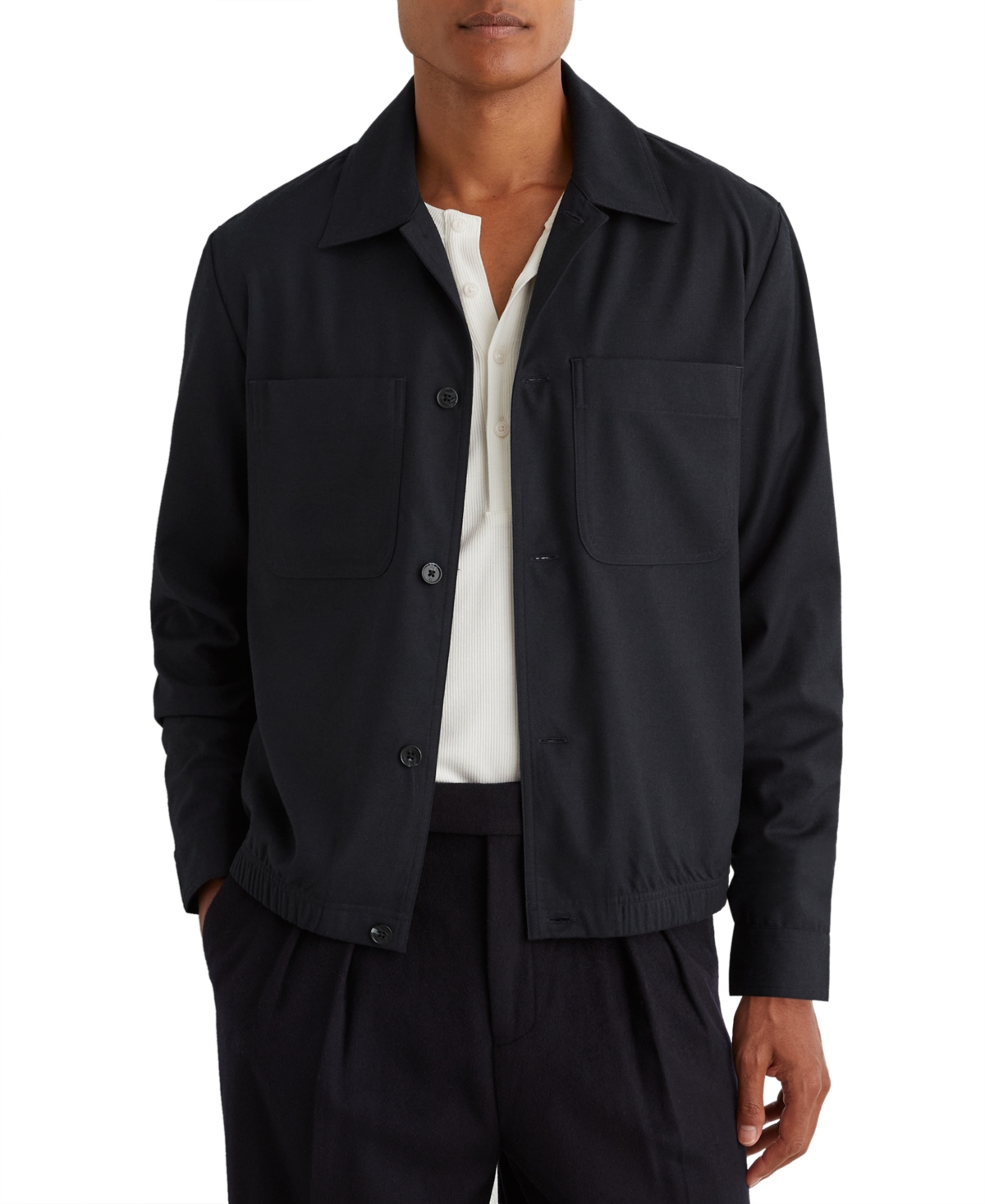 Reiss Men's Penge Brushed Wool-Blend Twin-Pocket Overshirt