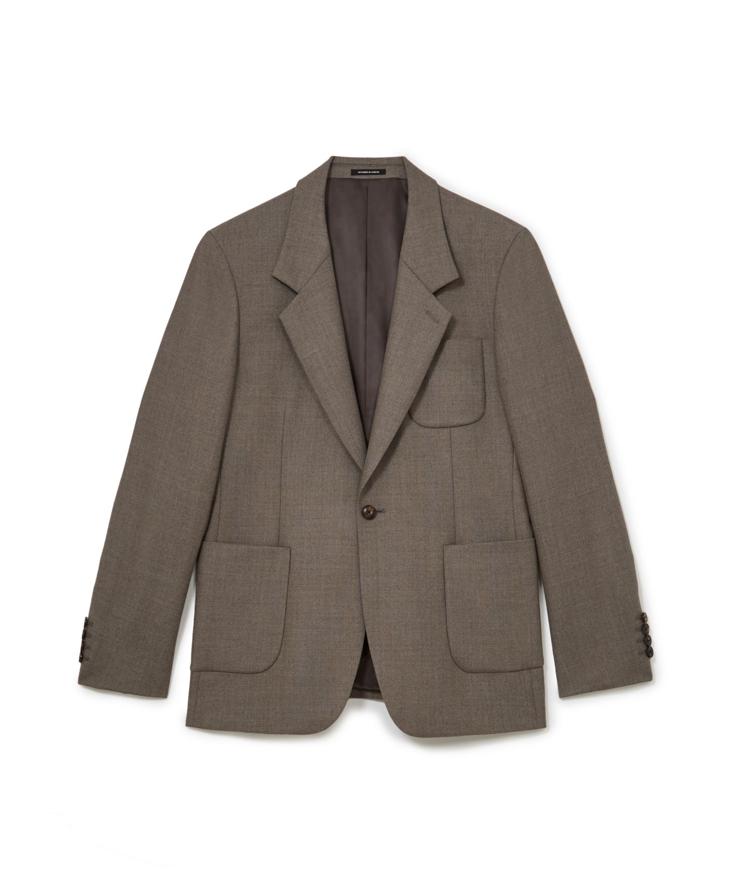 Мужской пиджак REISS Terrain Relaxed-Fit Wool-Blend Twill Single-Breasted Blazer, цвет: Серо-бежевый коричневый — фото 5