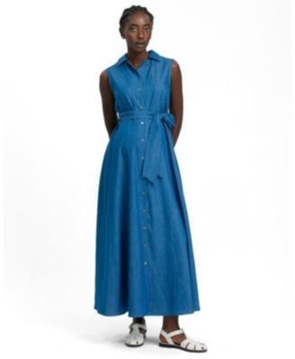 Women's Maternity Alba Sleeveless Denim Maxi Shirt Dress