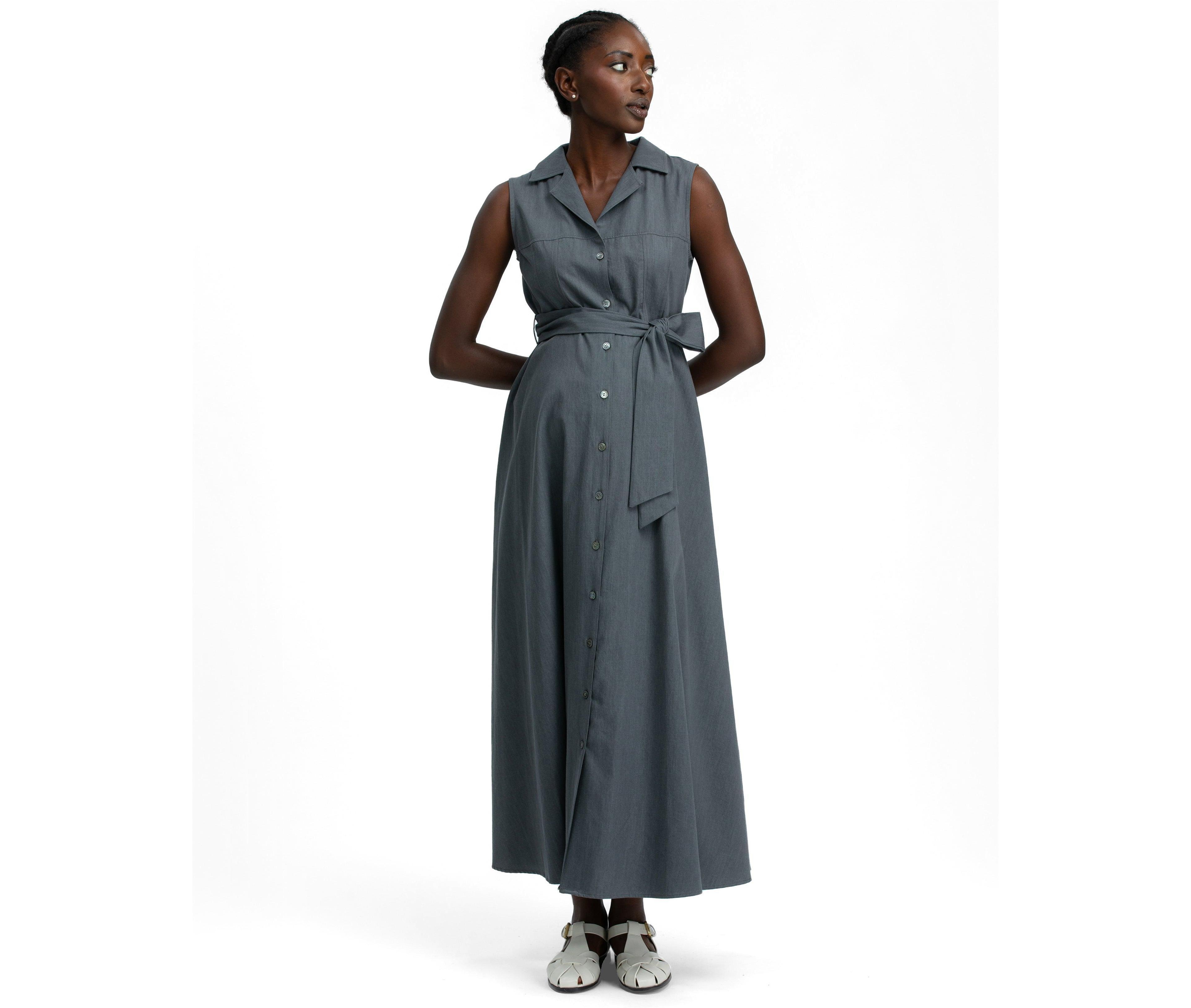 Pietro Brunelli Maternity Women's Alba Sleeveless Denim Maxi Shirt Dress