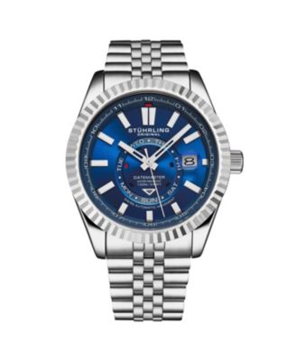 Datemaster II Men s Swiss Automatic 42mm Stainless Steel Watch, Blue Dial, Fluted Bezel, Day & Date, 100M Water Resistant