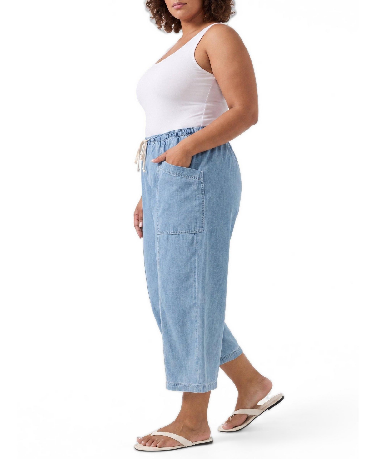 Torrid Plus Pull-On High-Rise Cropped Denim Jeans