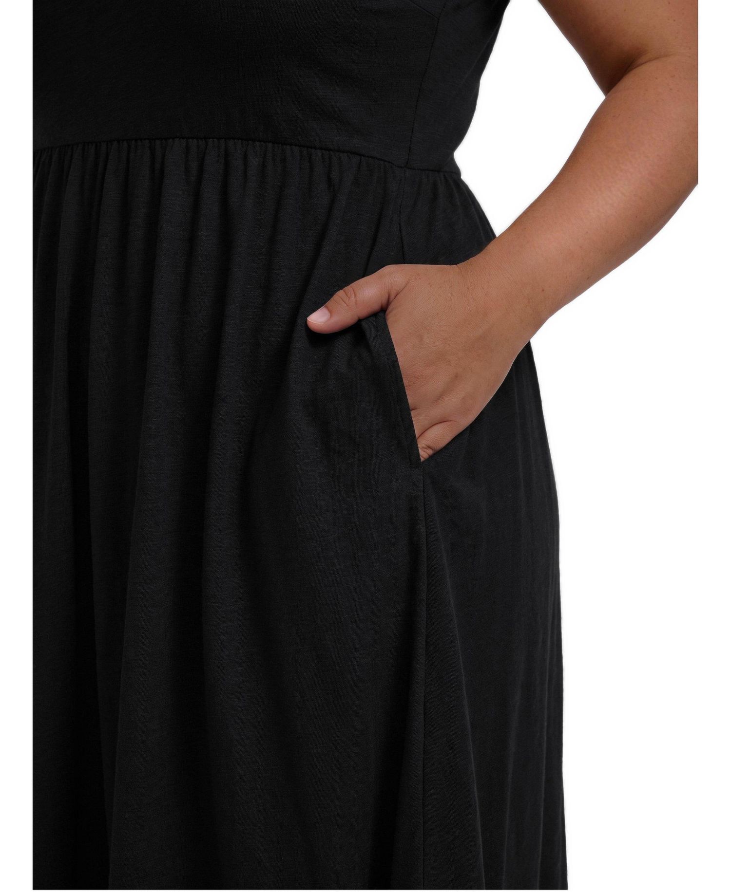 Plus Size Belle Isle Empire-Waist High-Low Hem Scallop-Trim Maxi Dress
