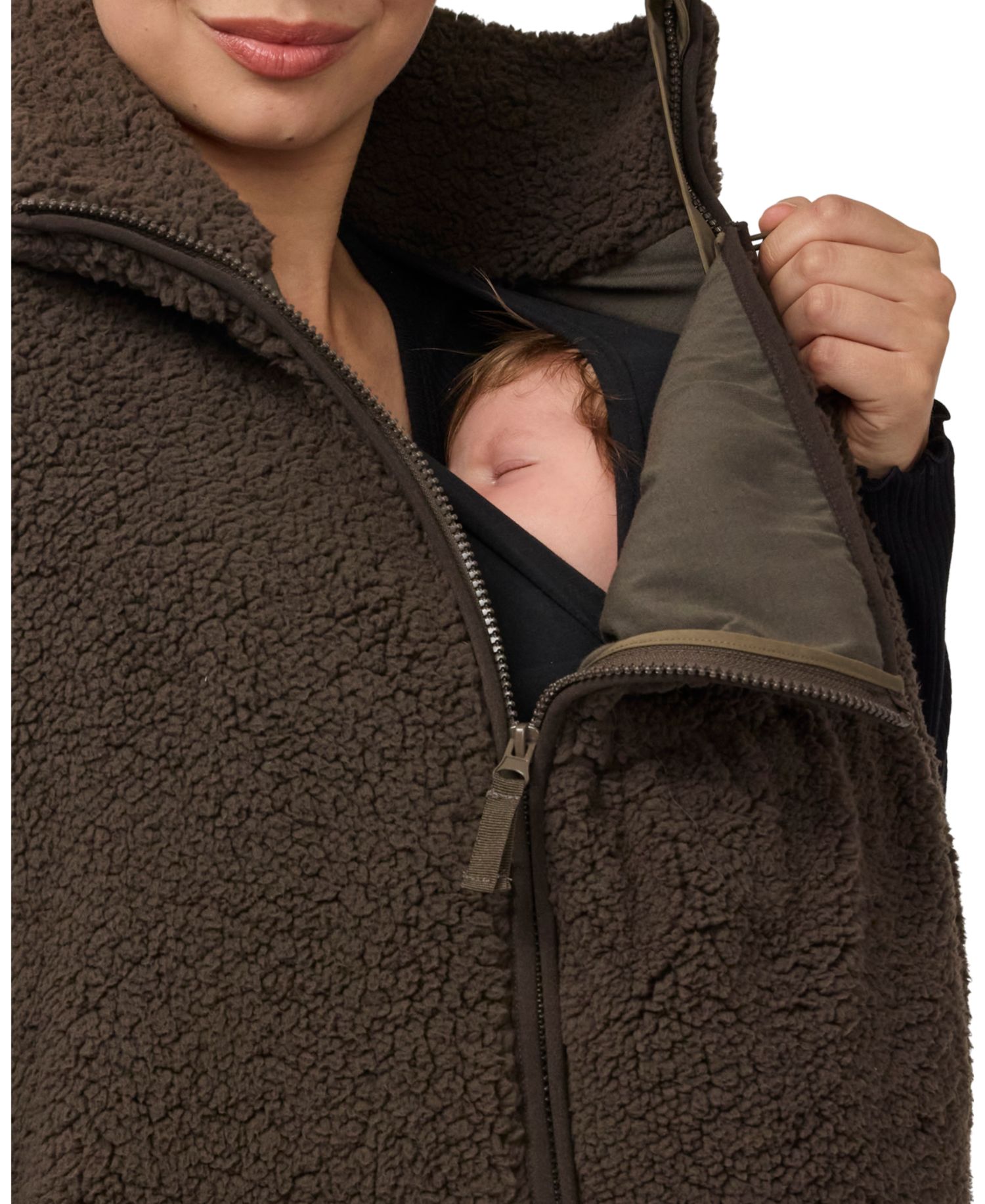 Maternity Mock Neck Sherpa Baby Carrier Insert Vest
