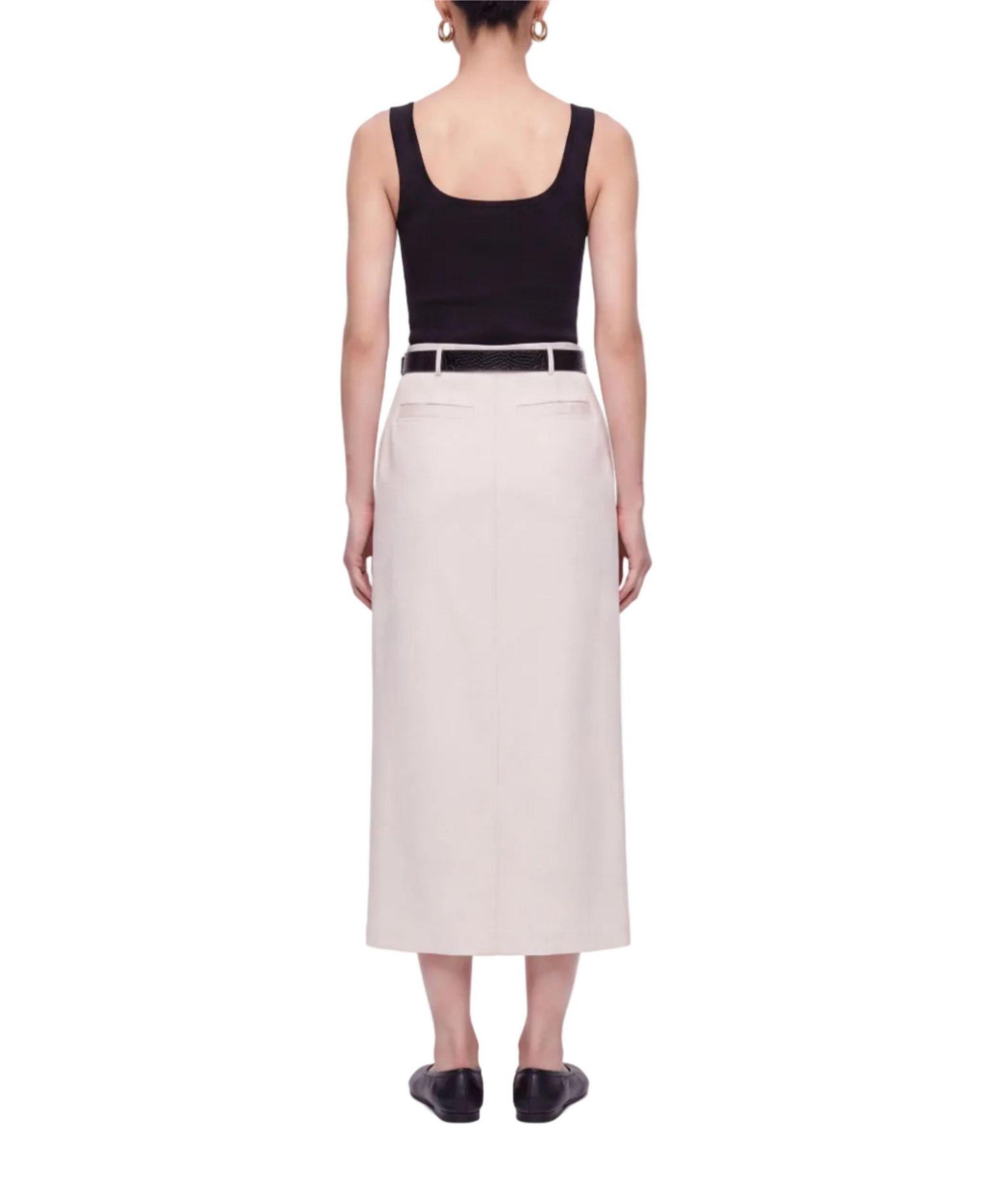 Women's Belted Front-Slit Maxi Skirt