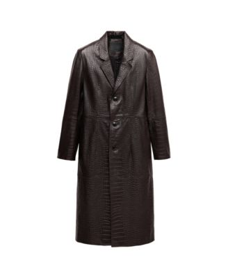 Women's Selection Croco-Effect Leather Long Coat
