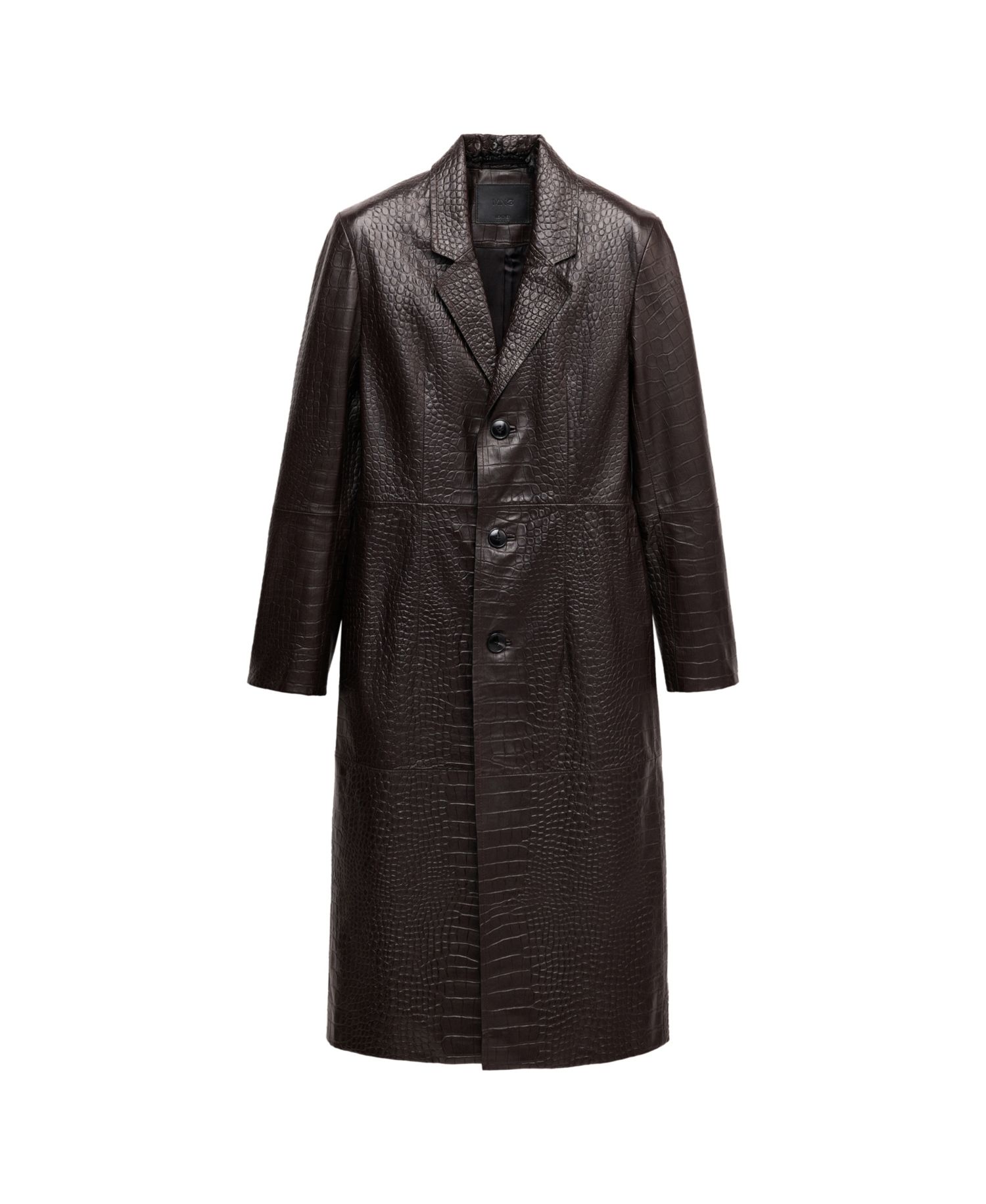 Women's Selection Croco-Effect Leather Long Coat