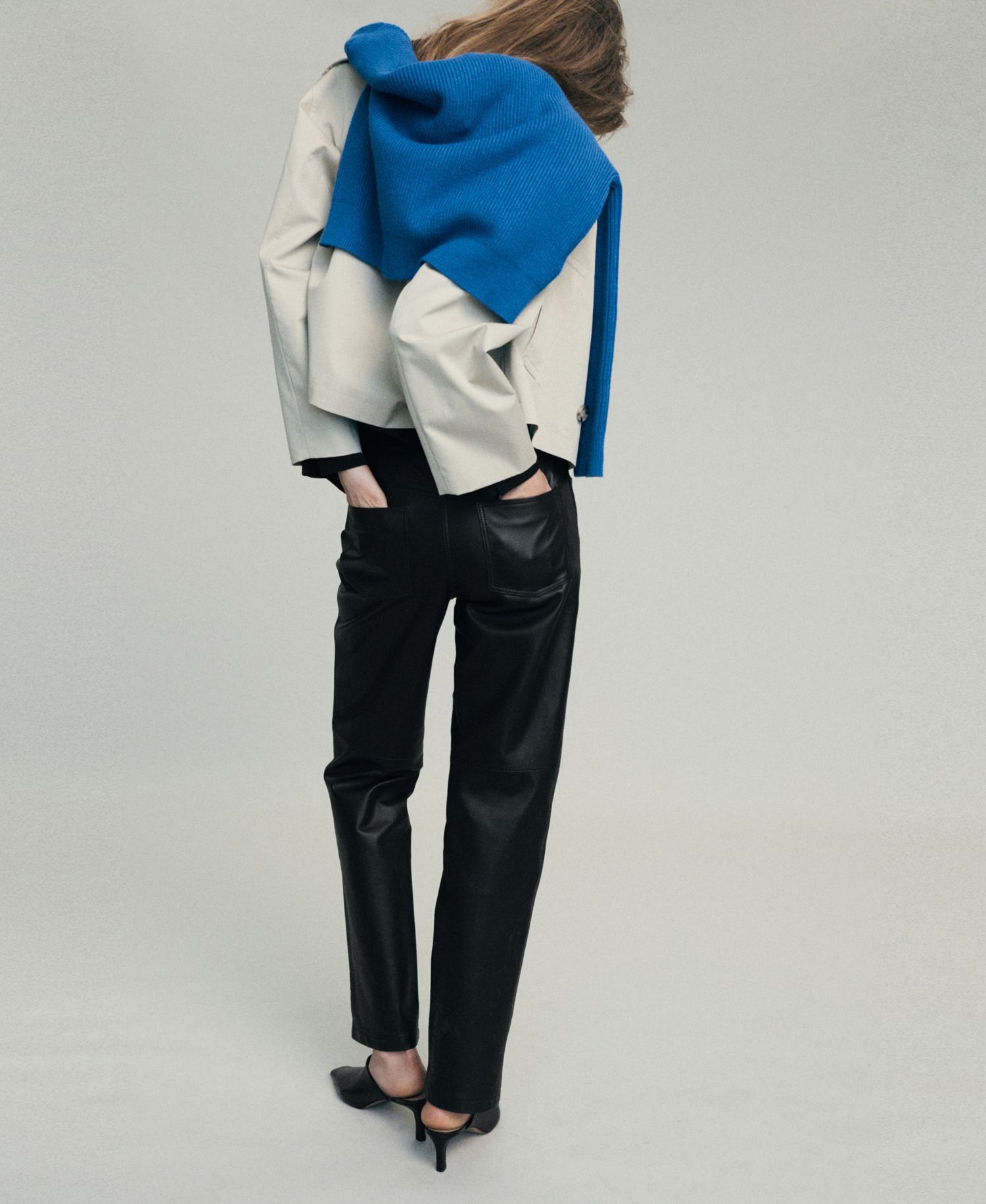 Women's Selection Straight-Fit Mid-Rise Leather Pants