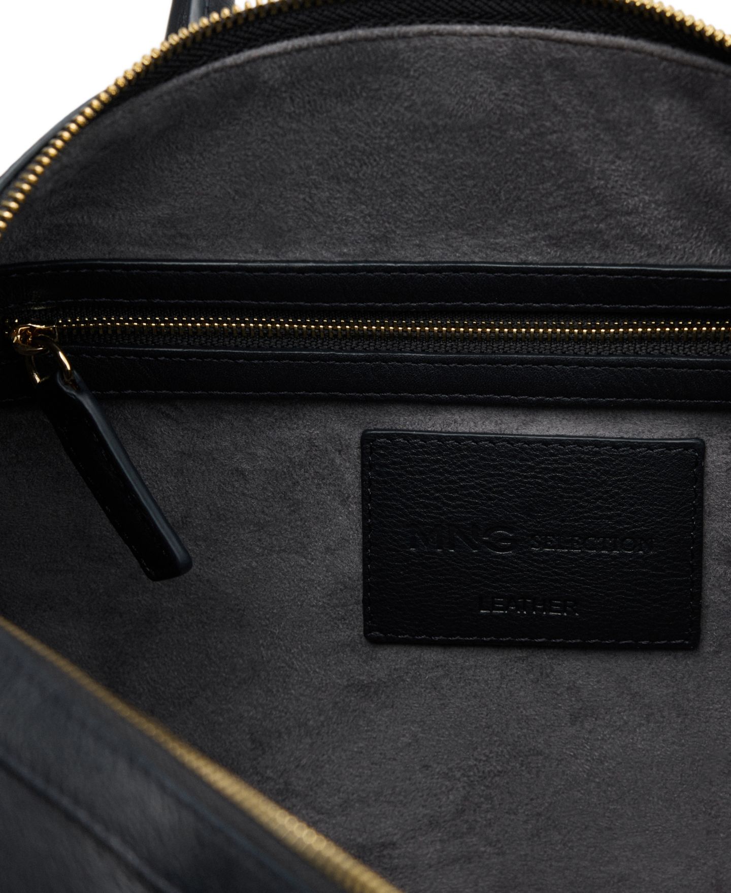 Женская сумка MANGO Selection Double-Handle Leather Work Satchel, цвет: Тёмно-синий — фото 5