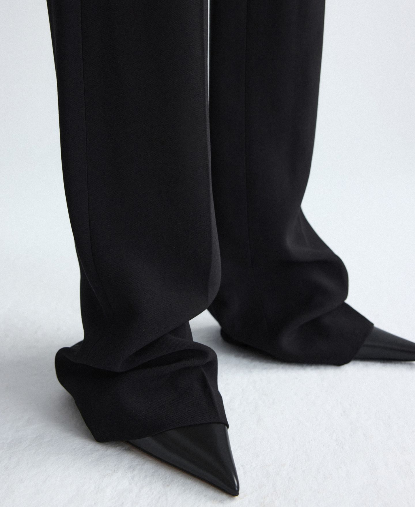 Женские брюки Mango Selection Wide-Leg Wool Suit Trousers, цвет: Чёрный — фото 5