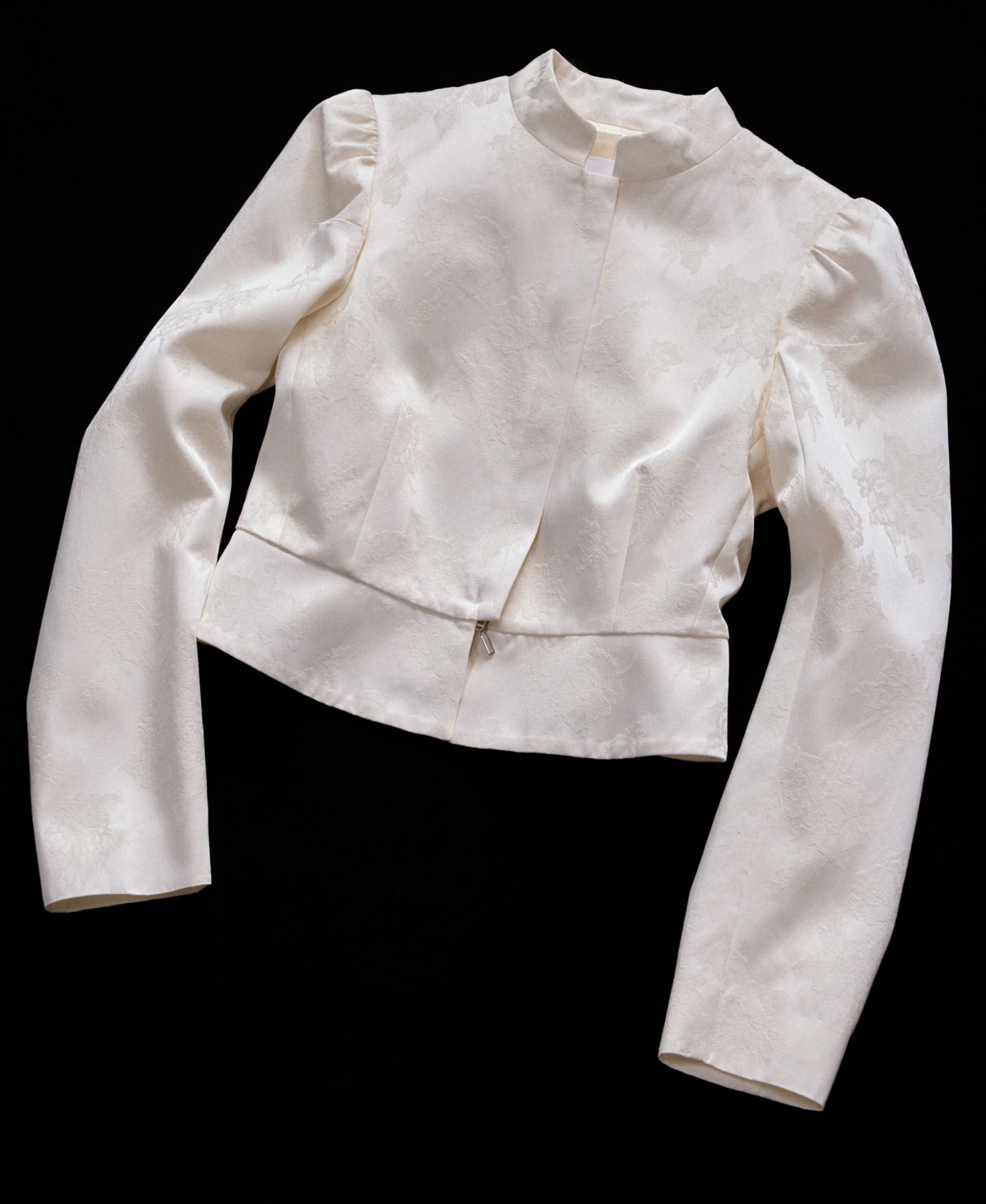 Women's Selection Slim-Fit Jacquard Band-Collar Jacket