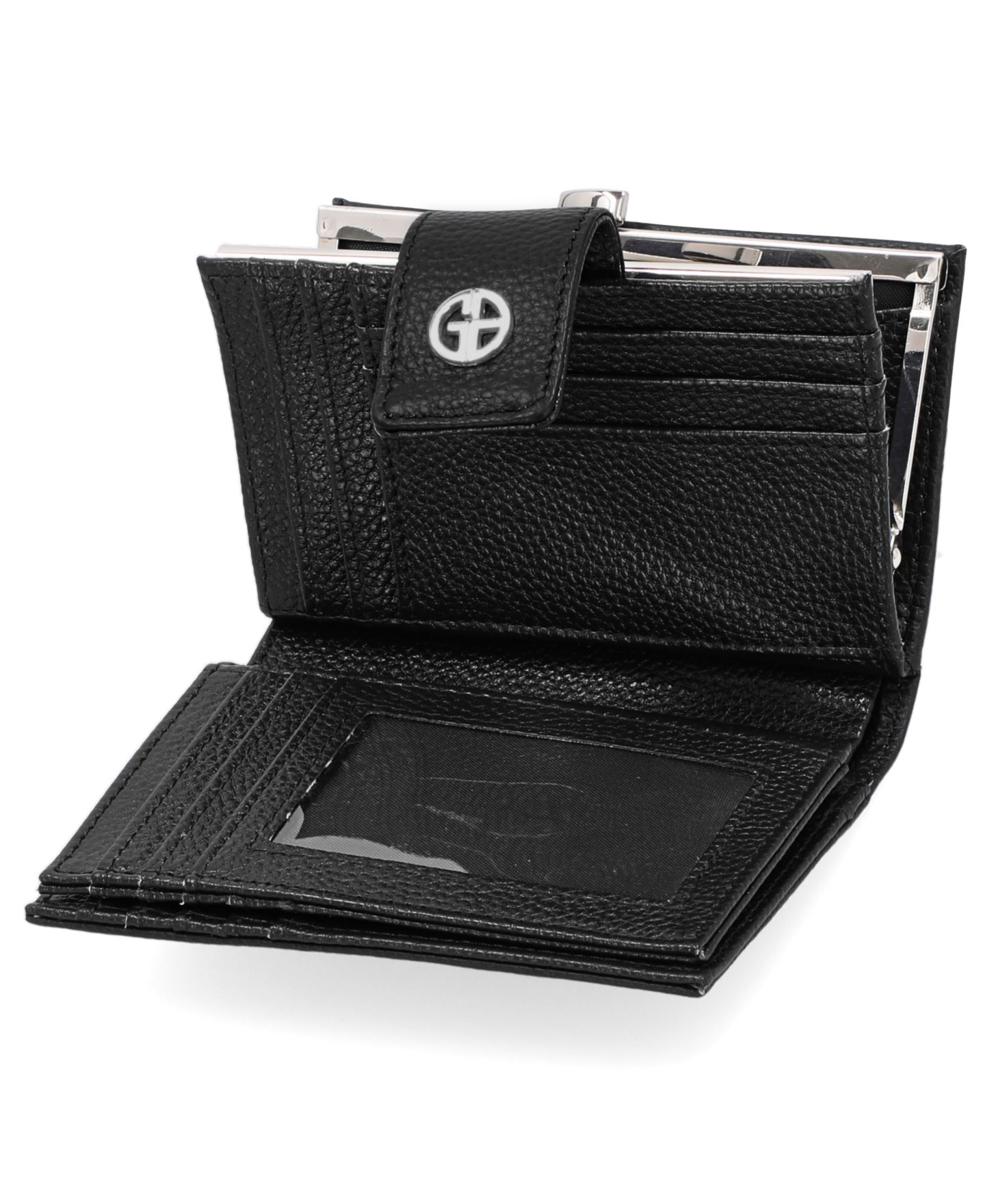 Женский кошелёк Giani Bernini Framed Indexer Leather Wallet, цвет: Чёрный / Серебряный — фото 3