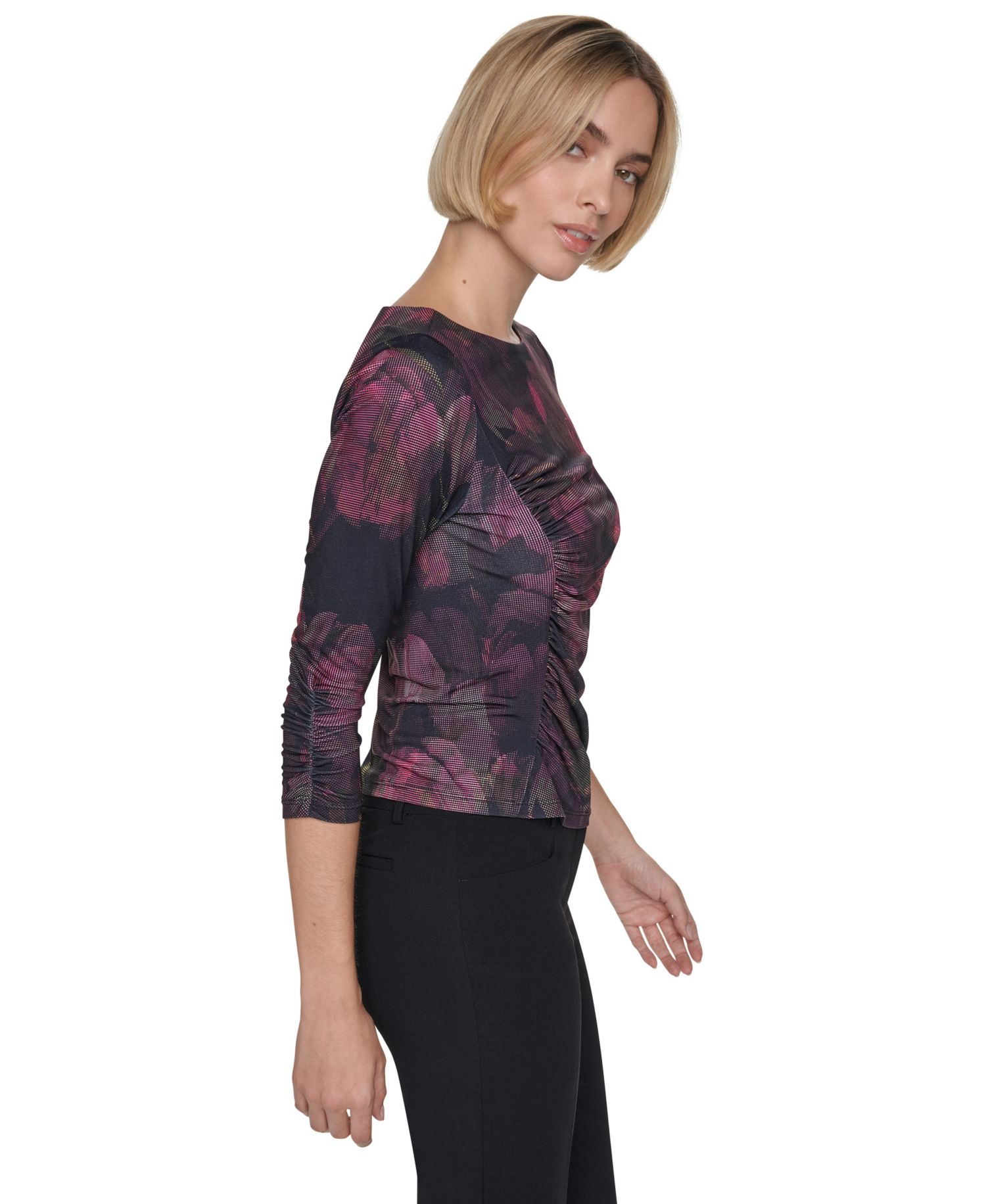 Petite Floral 3/4-Sleeve Blouse