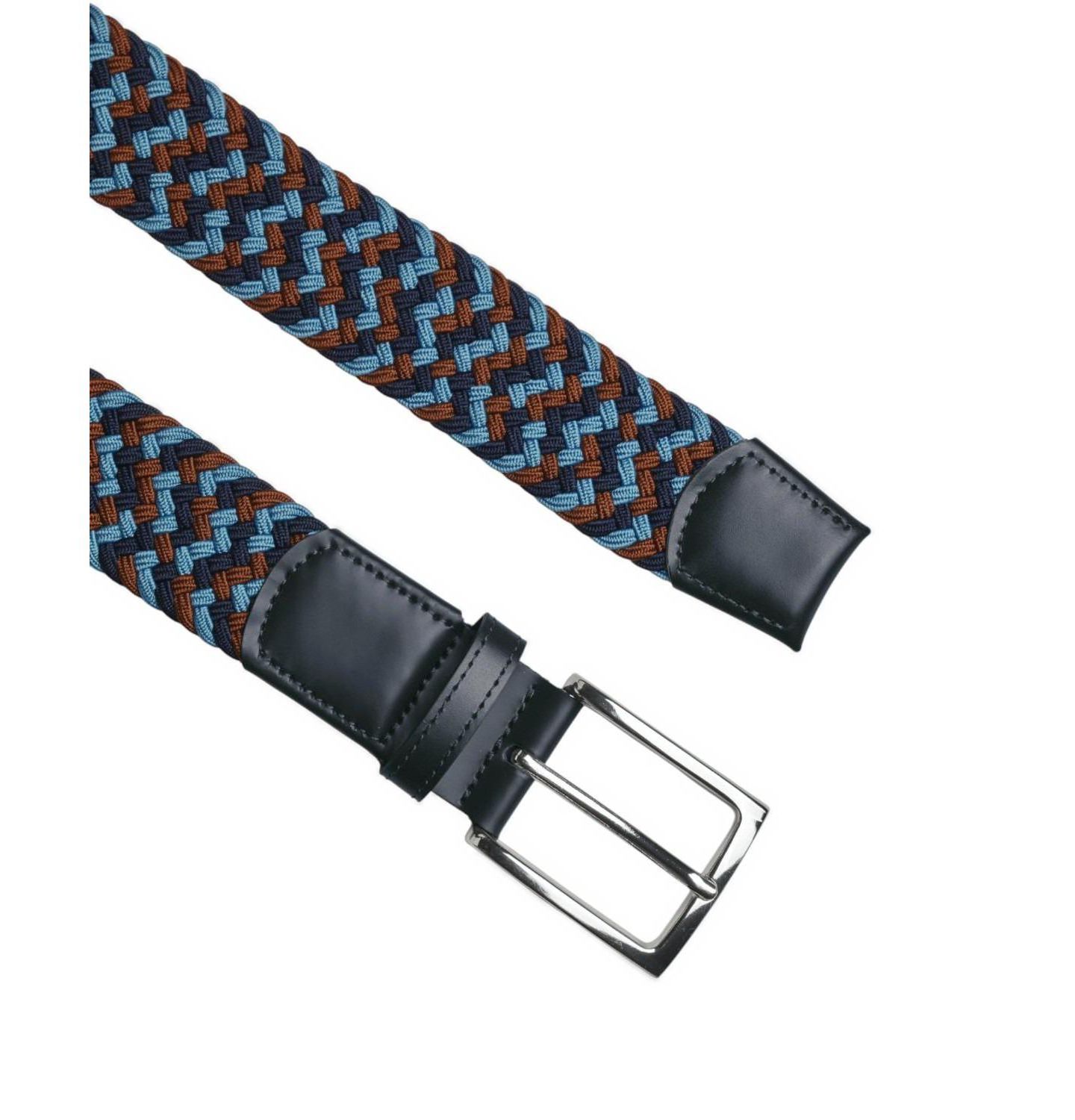 Мужской ремень Charles Tyrwhitt Stretch Casual Pin-Buckle Leather Belt, цвет: Тёмно-синий разноцветный — фото 2