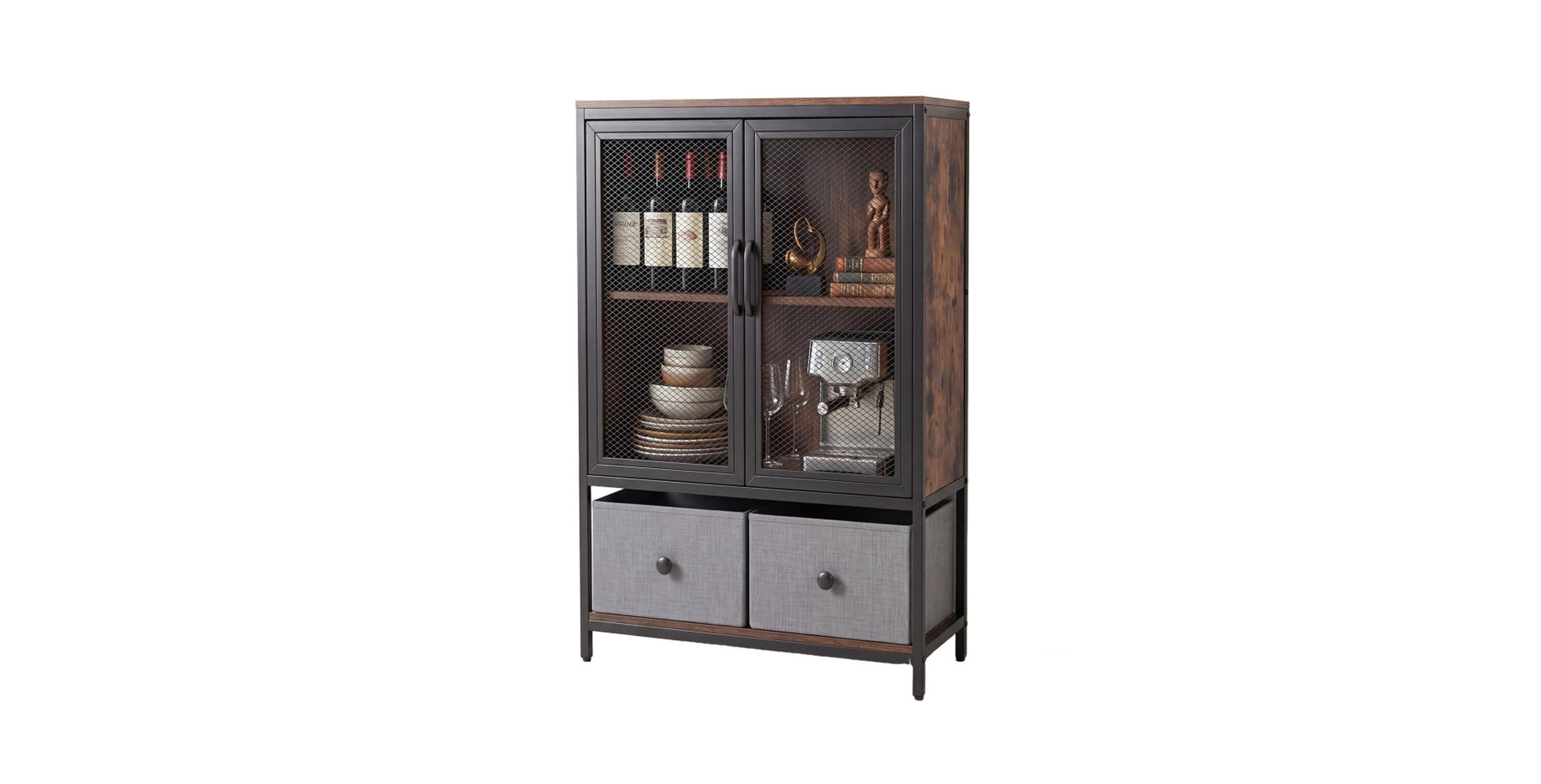 Gouun 23.5-Inch Bar Cabinet with Mesh Cabinet Doors