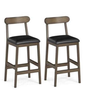 Set of 2 Farmhouse Bar Stools with Footrests