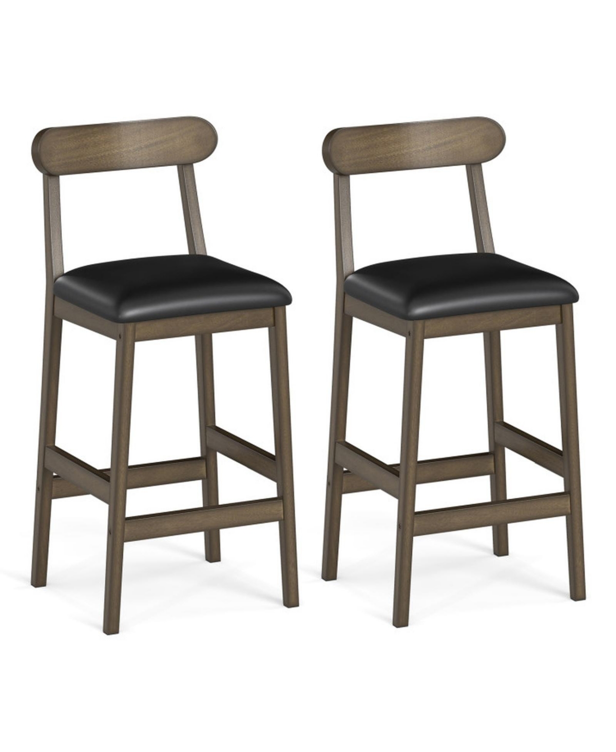 Gouun Set of 2 Farmhouse Bar Stools with Footrests