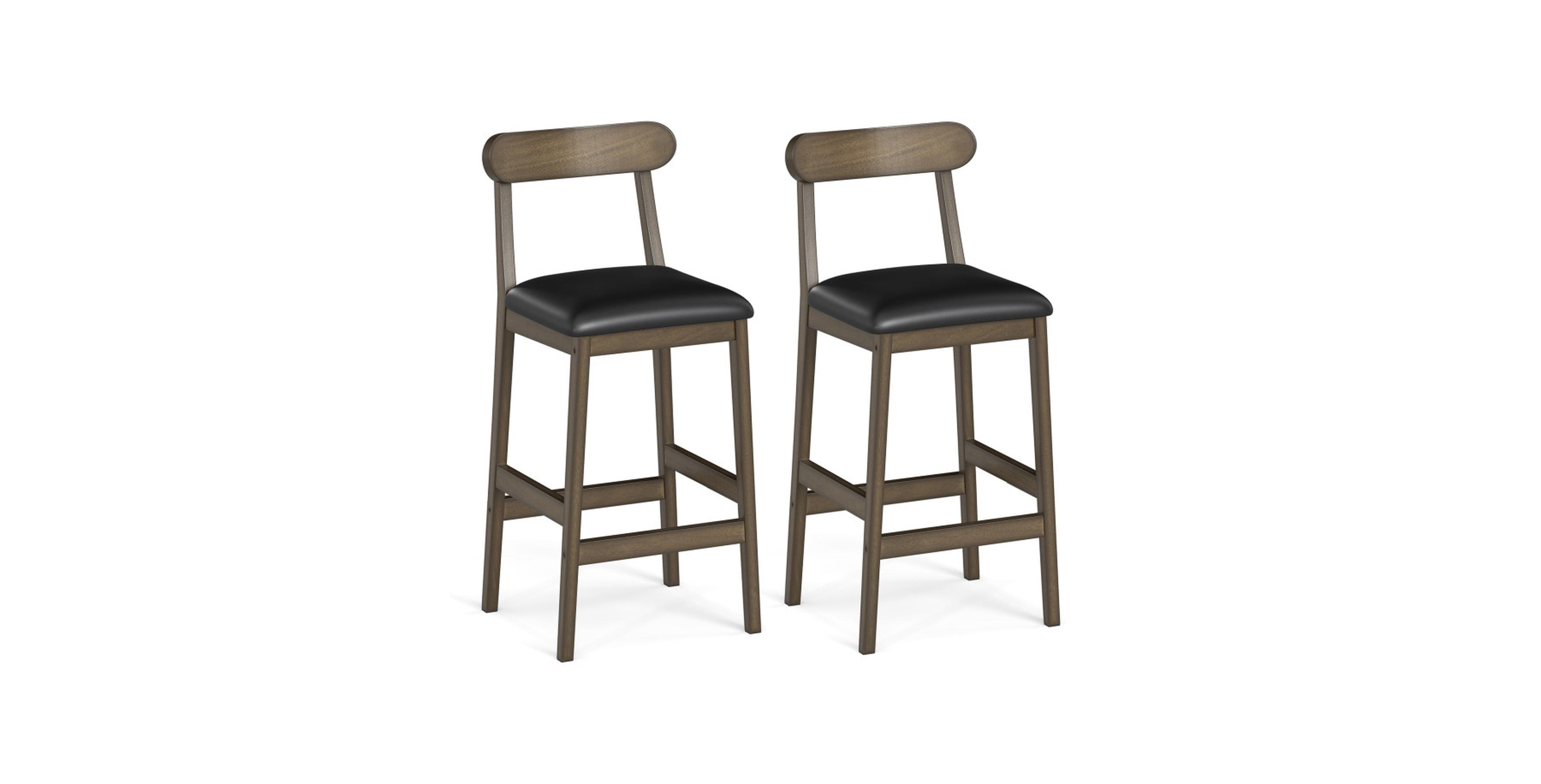 Gouun Set of 2 Farmhouse Bar Stools with Footrests