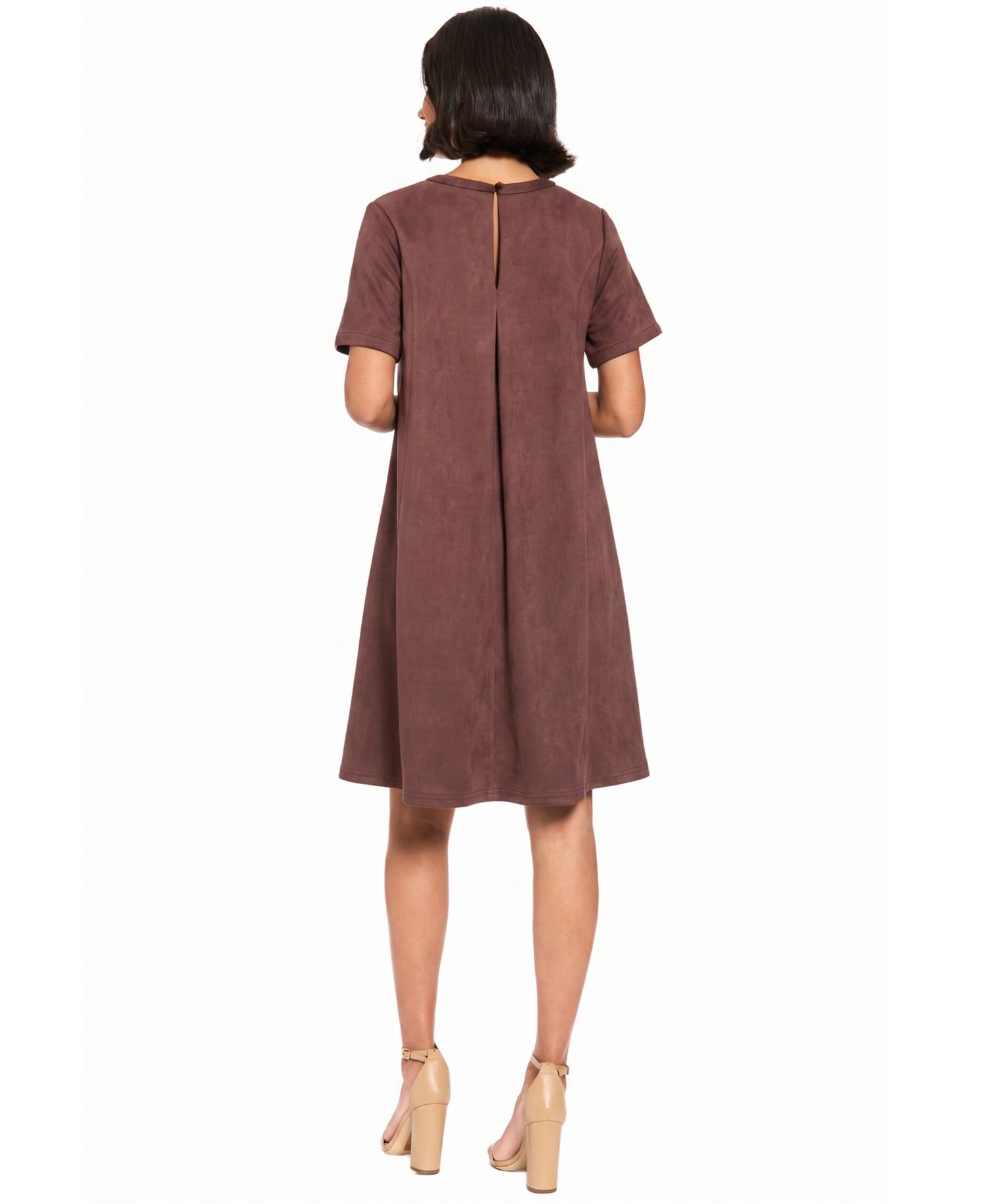 Women's Trapeze Crewneck Short-Sleeve A-Line Dress