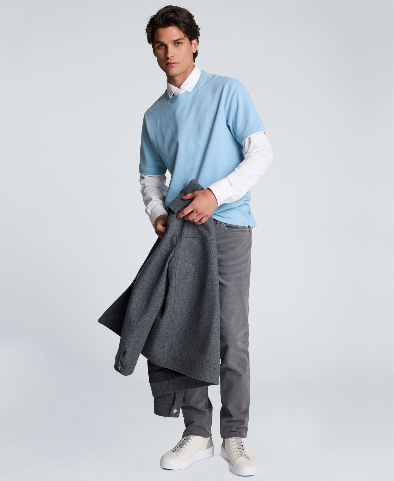 Men's Double Collar Classic-Fit Crewneck T-Shirt