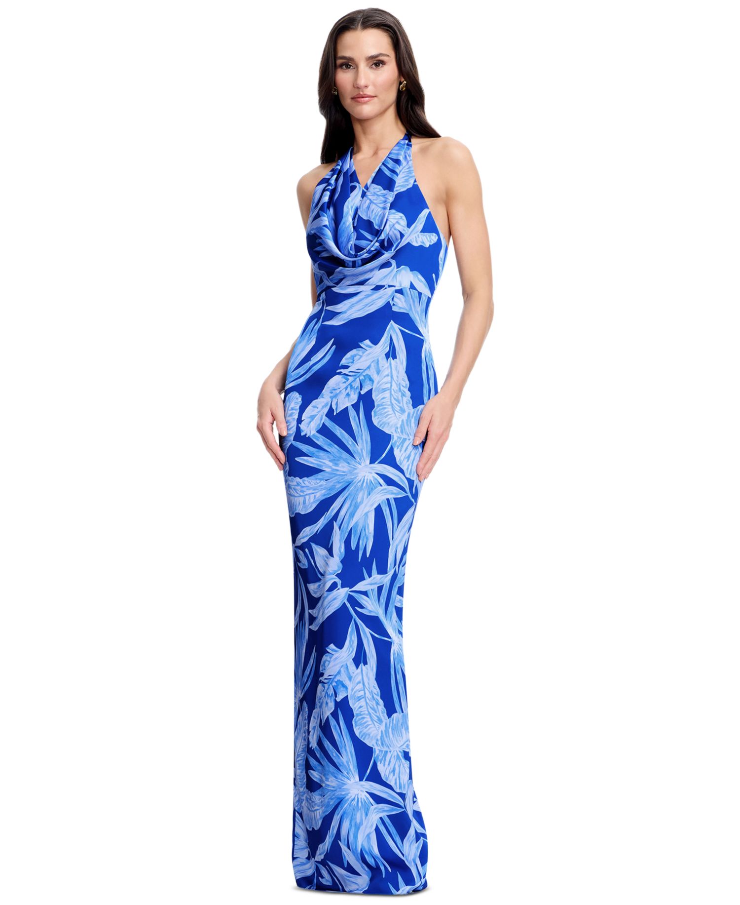 Women's Halter Cowl Neck Column Maxi Dress